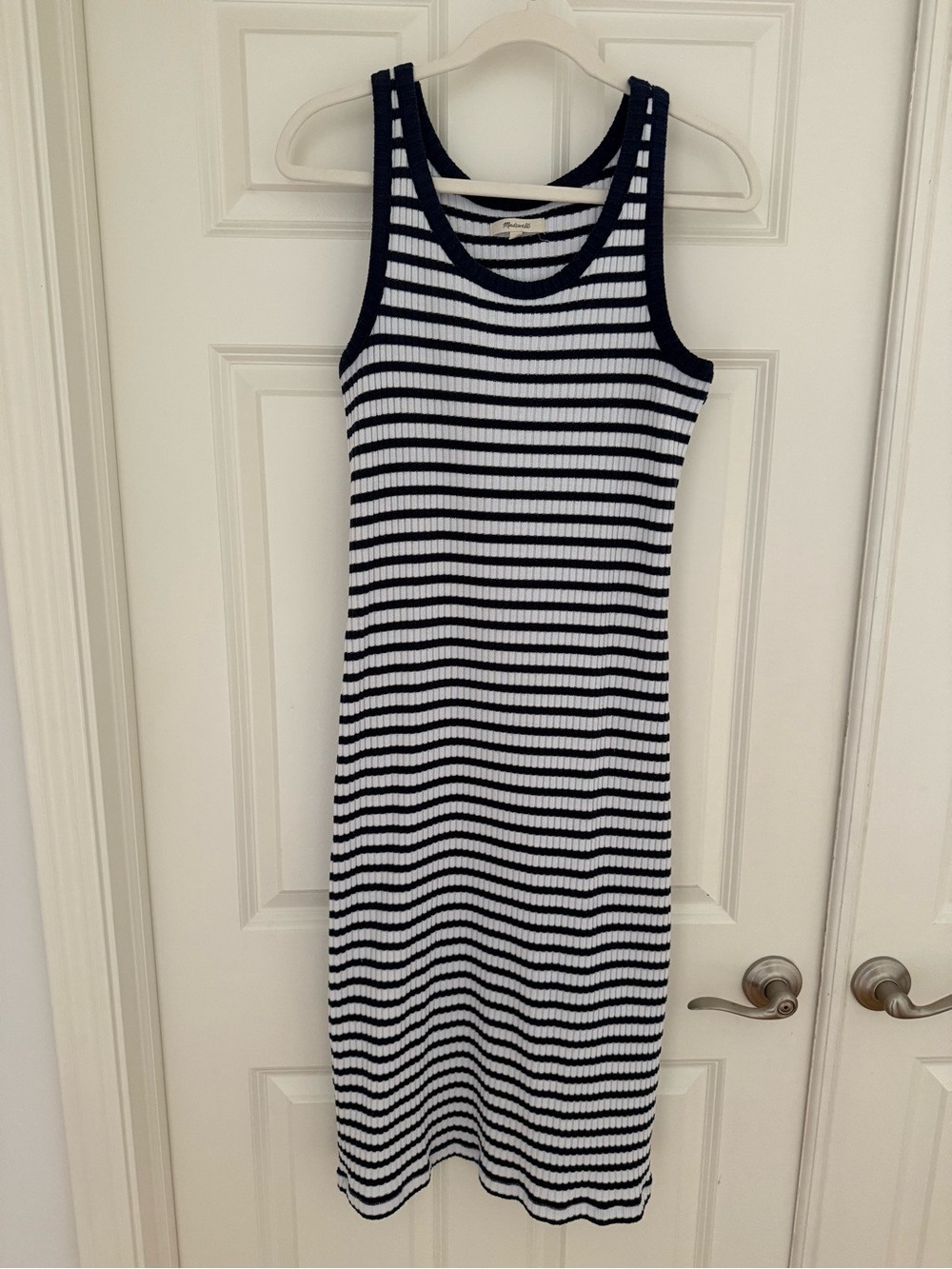 Madewell Midi Navy and White Dress